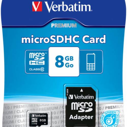 Verbatim Micro SDHC 8GB Classe 10 con adattatore 44081 Verbatim Micro SDHC 8GB Classe 10 con adattatore 44081